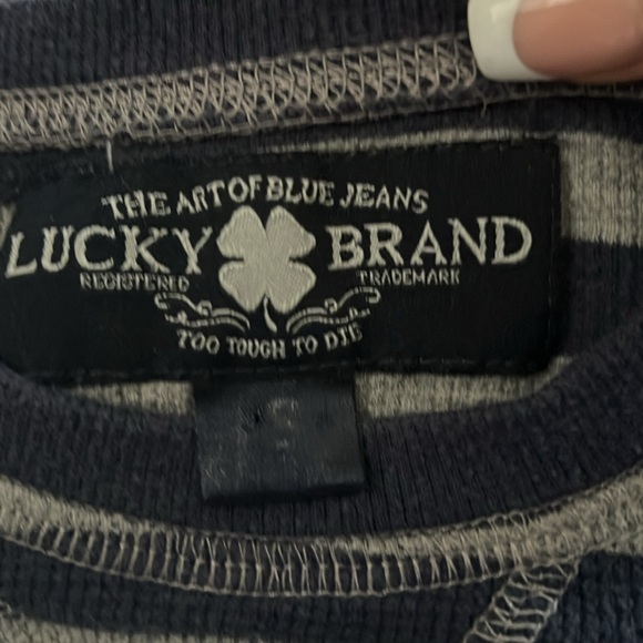 Mens Lucky Brand Blue & Gray Striped Thermal. - Picture 4 of 4
